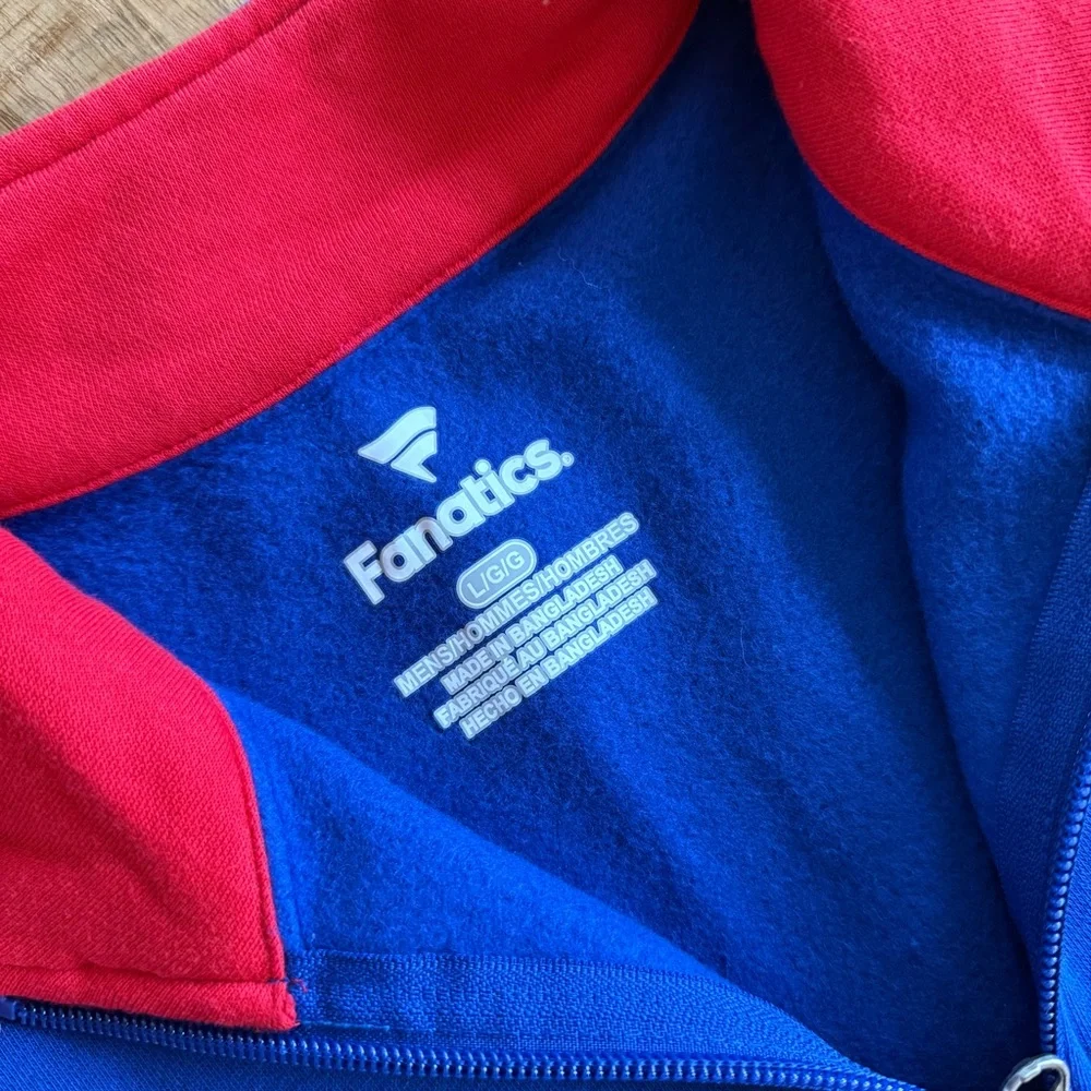 NFL New York Giants NY Fanatics - Quarter Zip Pullover Red Blue Size Large NWT